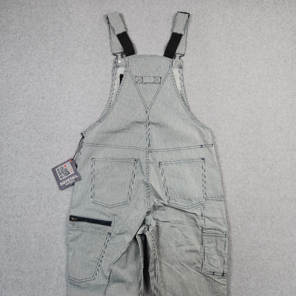 Dovetail Workwear Freshly Overalls 8/32 Indigo Stripe Stretch Denim Double Knee - Picture 3 of 15